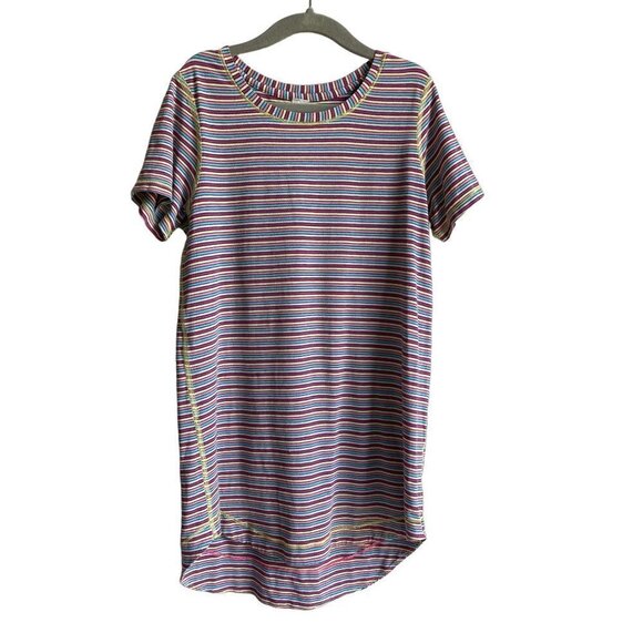 Ivivva Lululemon Striped Girls Crewneck Athletic Performance Tunic Top Size 10 - Picture 1 of 7
